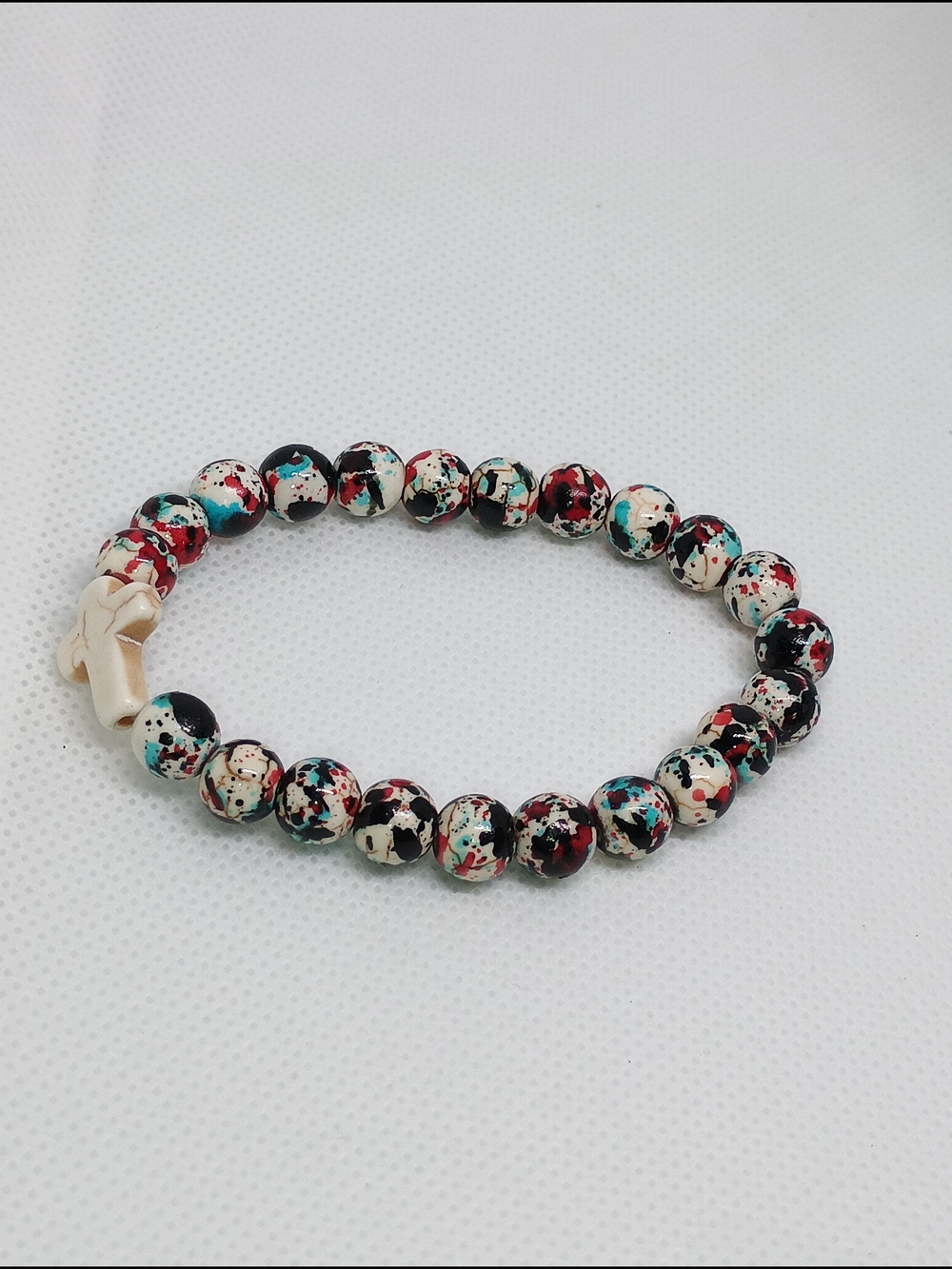 Beaded Cross Stretch Bracelet in Multicolor